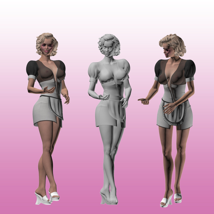 Hot Sexy Waitress 3D Model